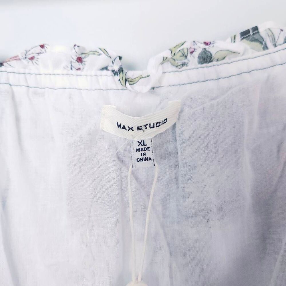 MAX STUDIO NWT White & Pink Floral Botanical Boho Tiered Maxi Dress X-Large - Picture 4 of 10